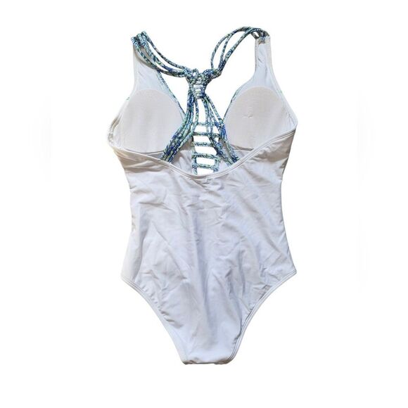 Women's White and Blue Swimsuit - Picture 2 of 5